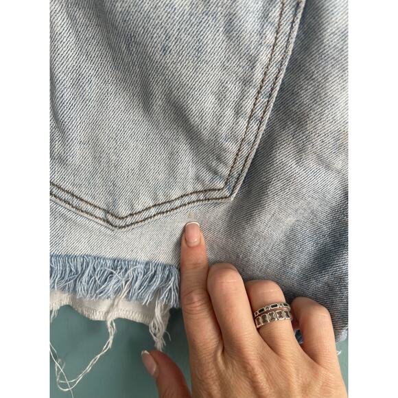 GAP Light Blue Distressed Skinny Stretch Denim Cut Off Shorts 30 - Picture 5 of 7